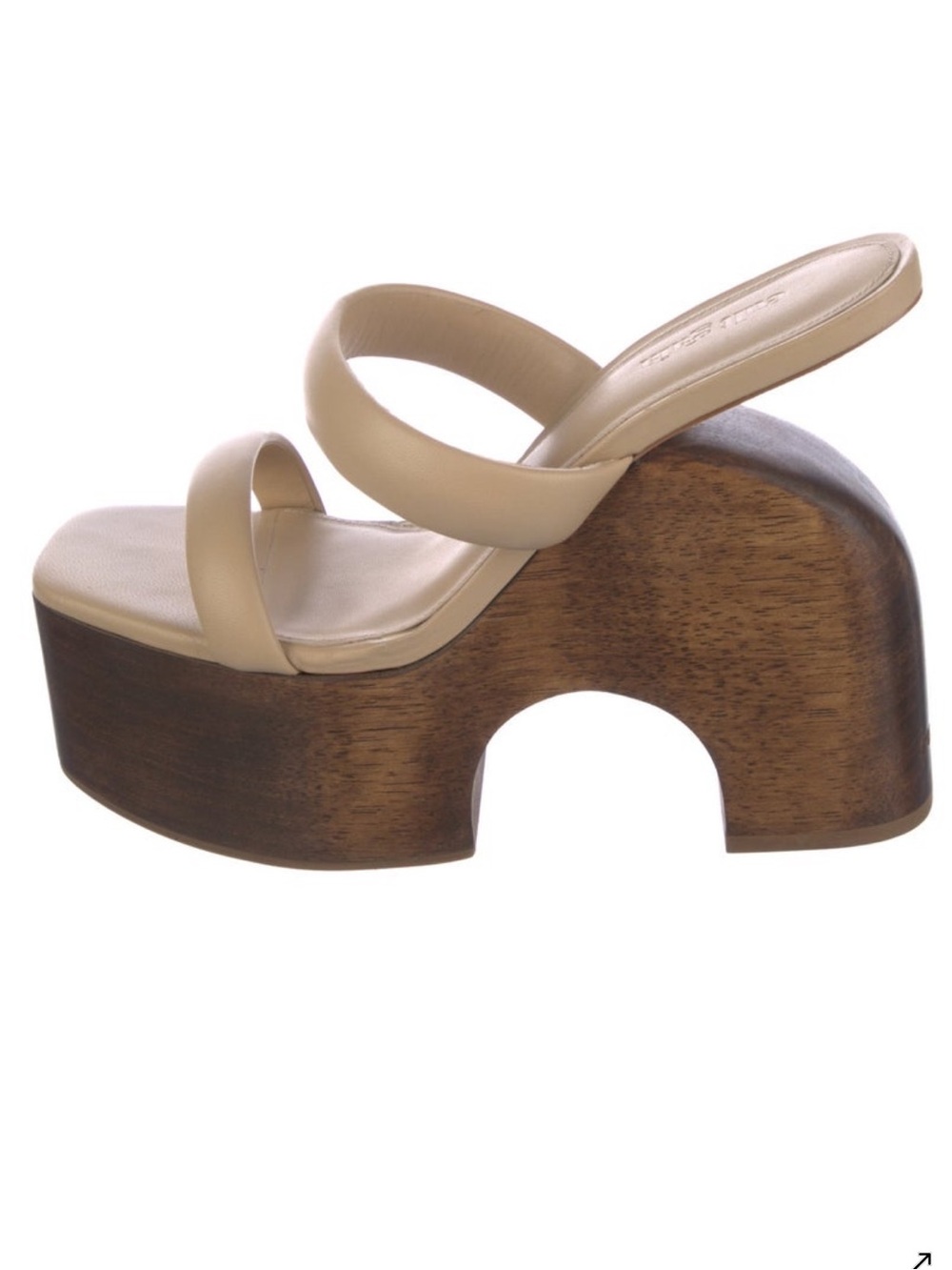 Cult Gaia Beige Sculptural Wood Platform Slide Sandals Size 40